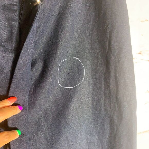 Calvin Klein Linen Blend Pants 12 Navy Tapered Leg Resort Casual Trousers Boho - Picture 8 of 8